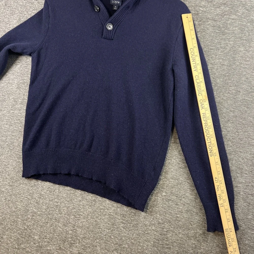 J Crew‎ Lambs Wool Shawl Collar Button Pullover Sweater Blue Men's MED Preppy